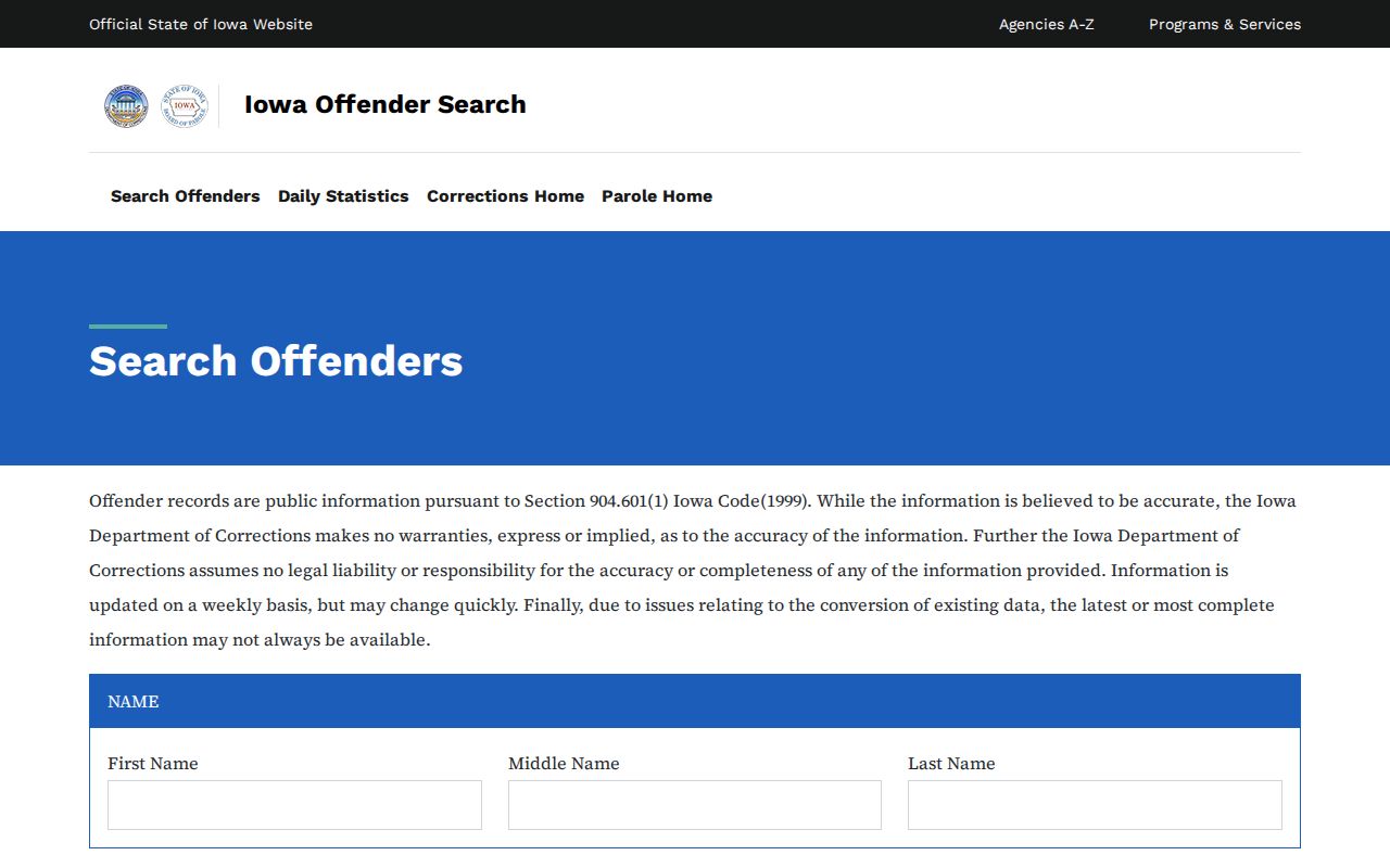 Iowa DOC search for Montgomery County state custody records