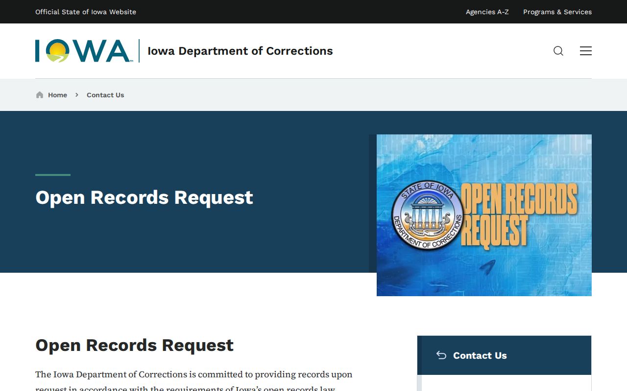 Iowa DOC open records route for Montgomery County arrest records