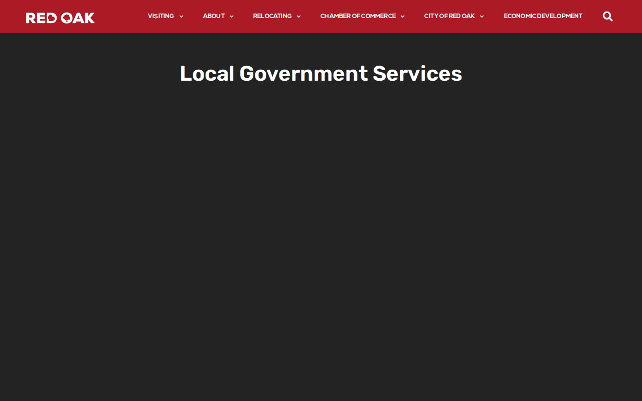 Red Oak government services page identifying the local law enforcement center