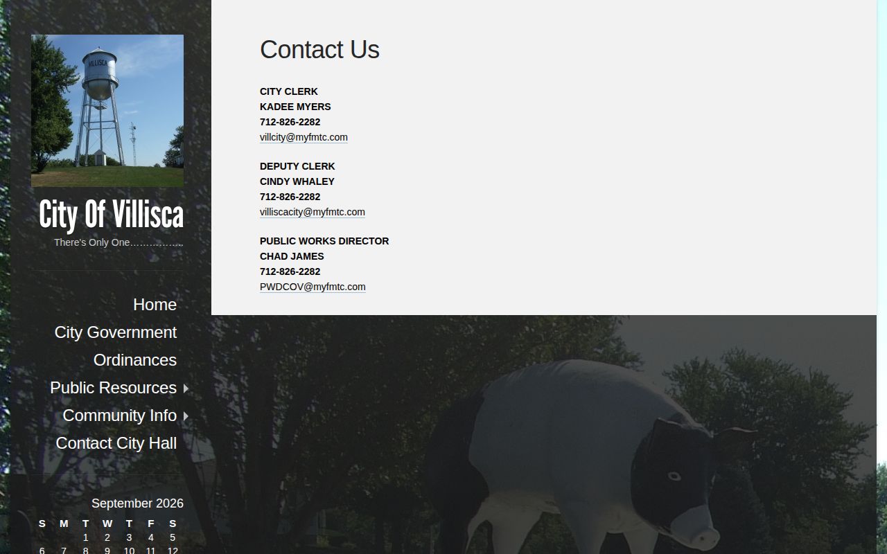 Official City of Villisca contact page used to route a records inquiry